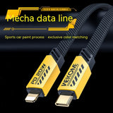 One-to-two Mech Data Cable 100W Two-in-one Magnetic Super Charging Cable Type-C Fast Charge Data Cable