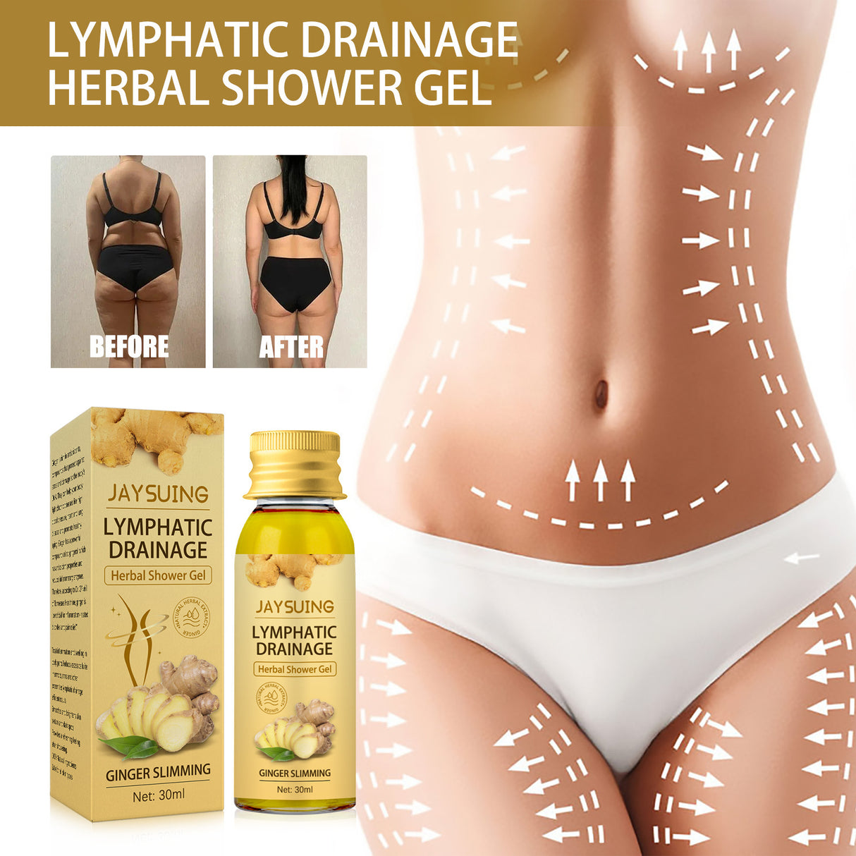 Ginger Body Shaping Shower Gel Lymph Slimming