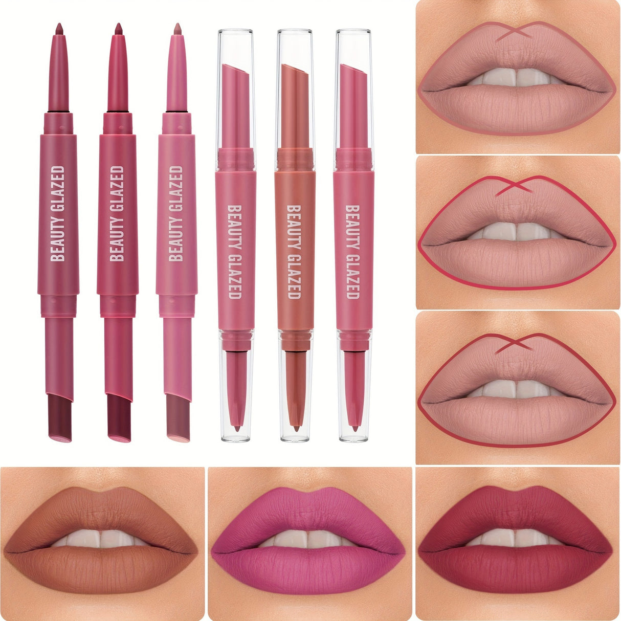 Double-headed Matte No Stain On Cup Lipstick Lip Liner