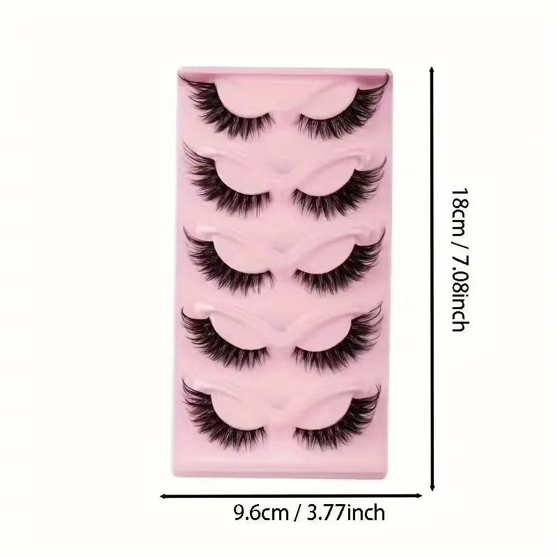 5 Pairs Of Multi-layer Three-dimensional Thick Cross Cat Eye False Eyelashes