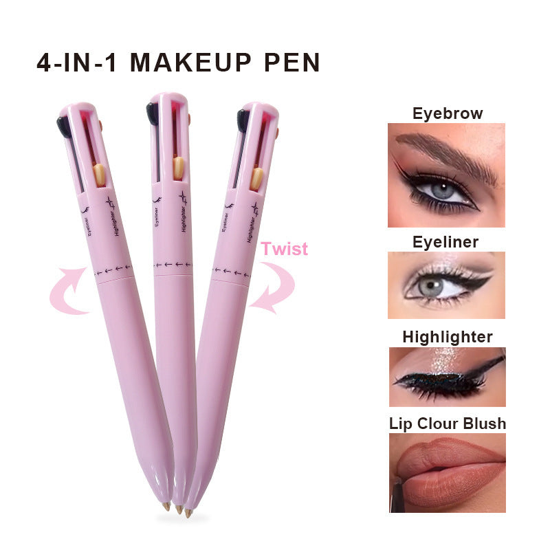 Four-in-one Cosmetic Brush Four-color Lip Liner Highlight Eyeliner Eyebrow Pencil