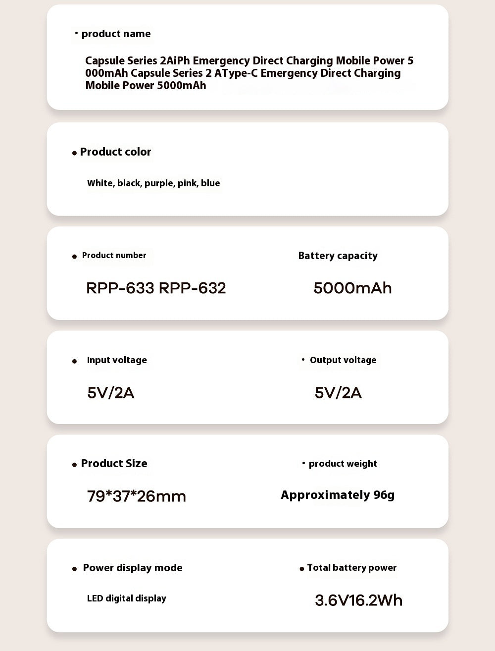 Capsule 5000 MA Emergency Power Bank