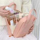 Shell Shape PU Leather Cosmetic Bag Waterproof Letter Makeup Pouch Bag Multifunction Carry-on Makeup Tote Travel Wash Bags