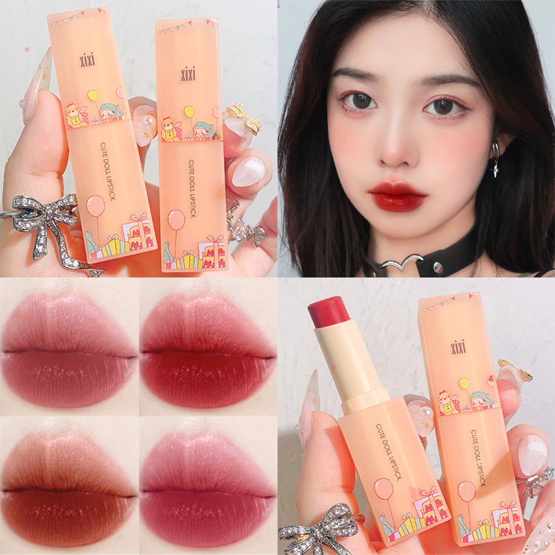 Lipstick Apricot Orange Square Rod Texture Is Clear And Moisturizing Colored And Waterproof