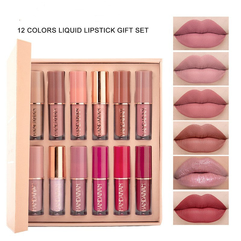 12 Color Book Lip Gloss Liquid Lipstick Authentic Suit