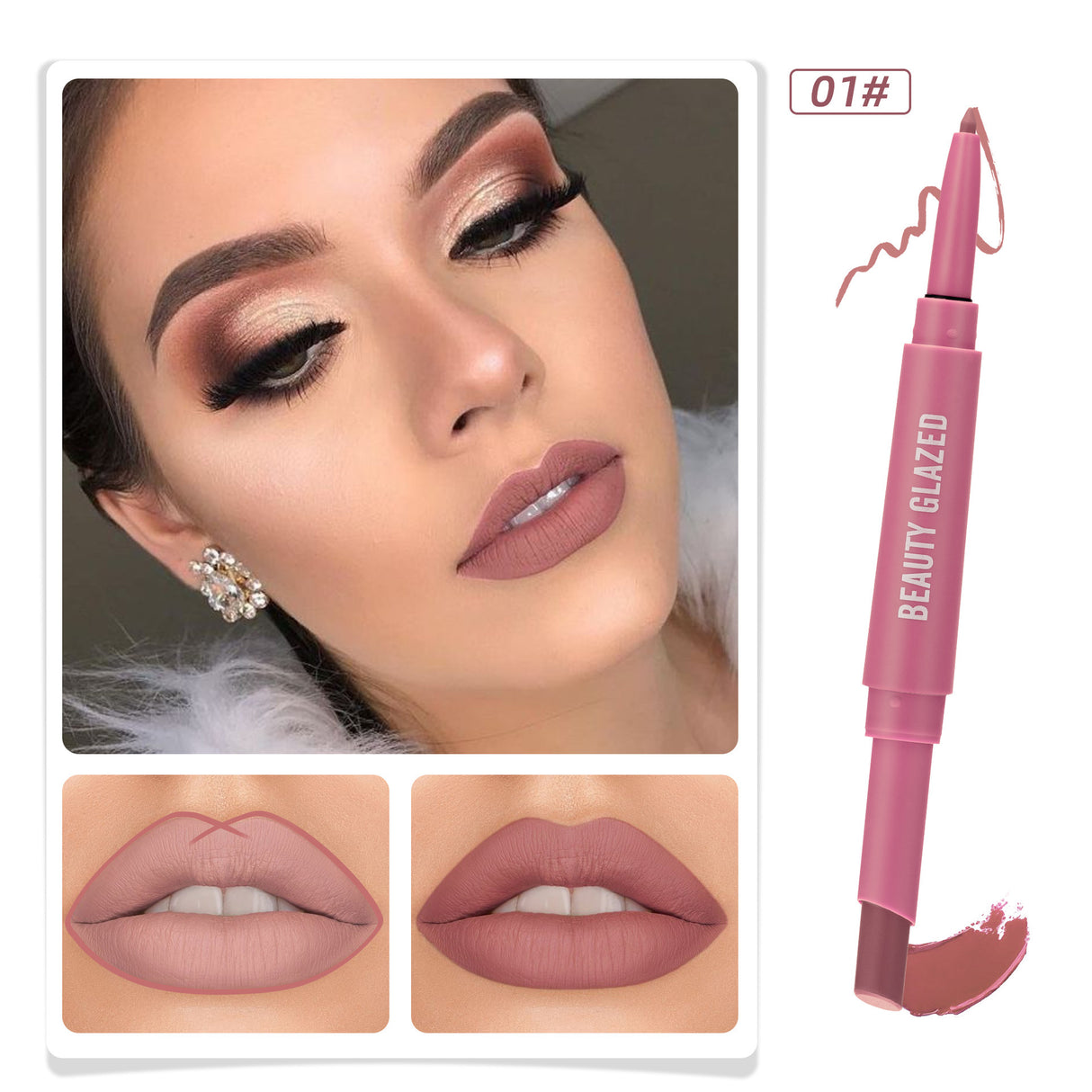 Double-headed Matte No Stain On Cup Lipstick Lip Liner