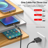 3-in-1 Magnetic Data Cable 540 Rotating Connector 5A Fast Charging