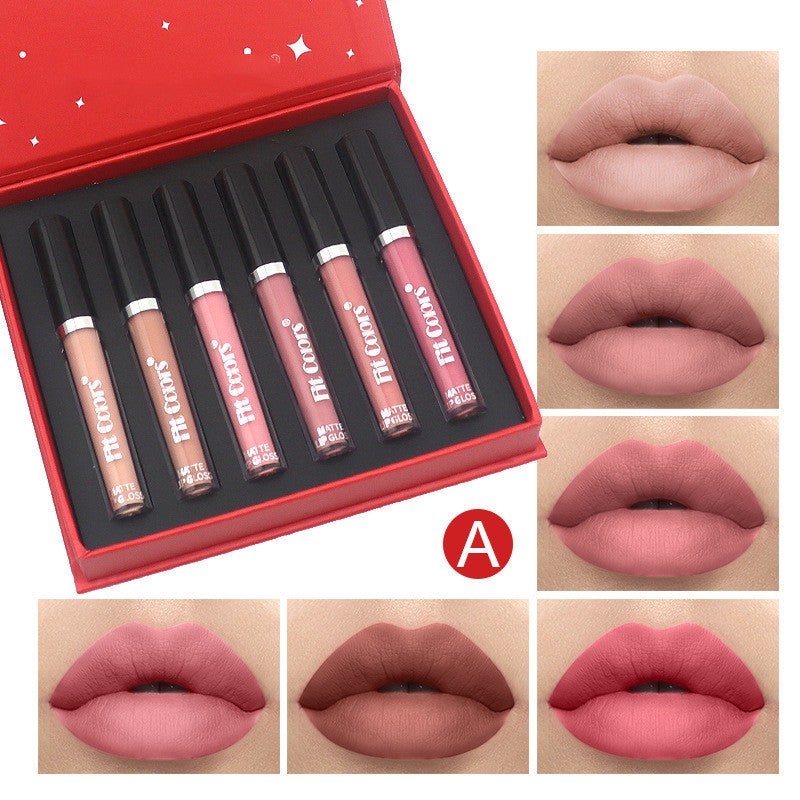 Matte Non Stick Cup 6 Lips Gift Box Set Matte Velvet Liquid Lipstick